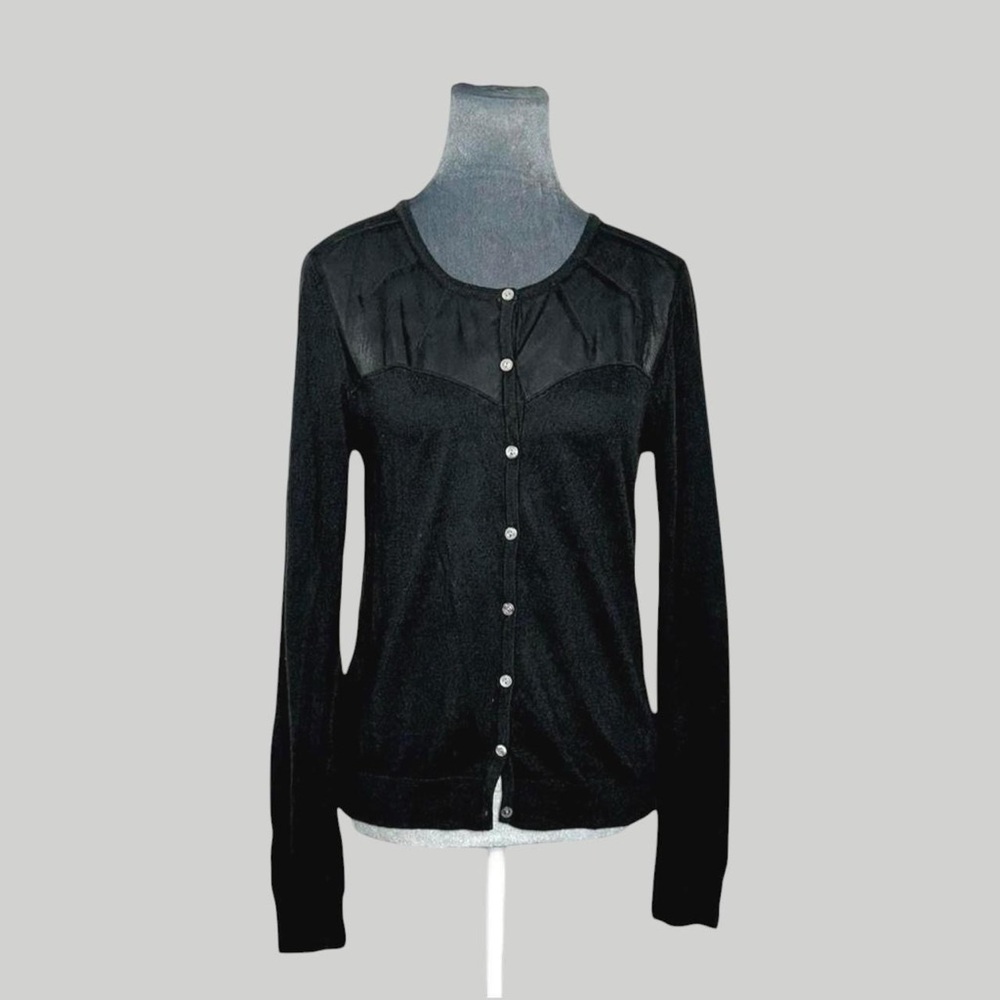 GAP dark academia gothic sheer mesh knit black cardigan sweater top M